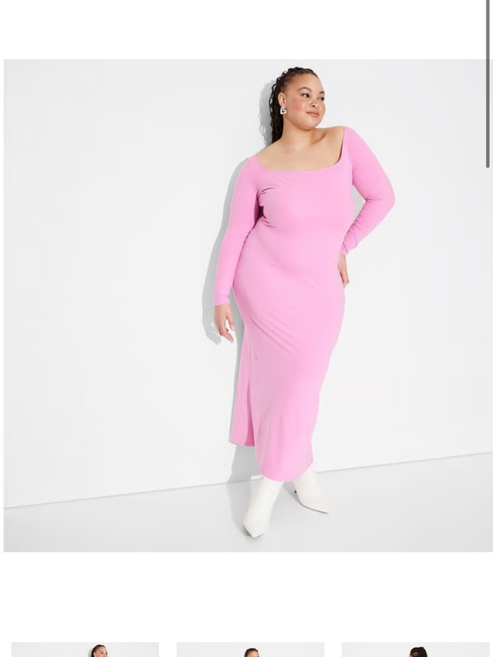 wild fable Pink Square Neck Long Sleeve Maxi Dress